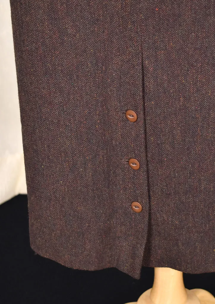 1980s Vintage Brown Wool Weaved Skirt