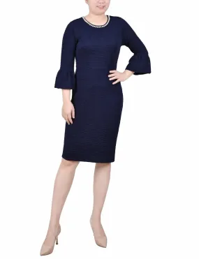 3/4 Length Pearl Detail Dress - Petite