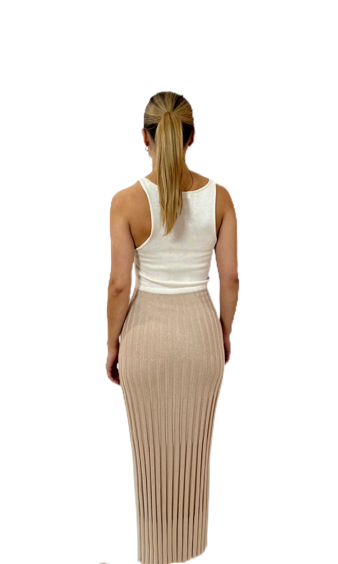 Andean Knit Beige & White Maxi Dress. Size: S/M