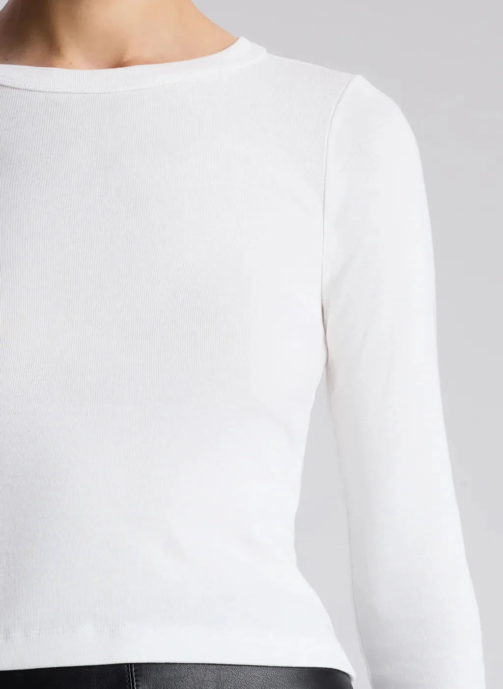 Ari Cotton Rib Long Sleeve Tee - White