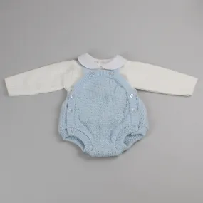 Baby Boy Knitted Romper & Shirt Outfit - Blue