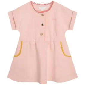 Baby Girls Peach Cotton Logo  Dress