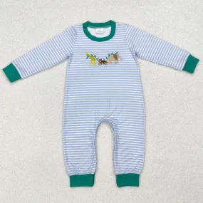 Baby Infant Boys Rompers Blue Stripes Animals Elephant Rompers LR1616