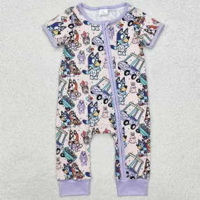 Baby Infant Girls Rompers Purple Dog Easter Rabbits Zip Rompers SR2095