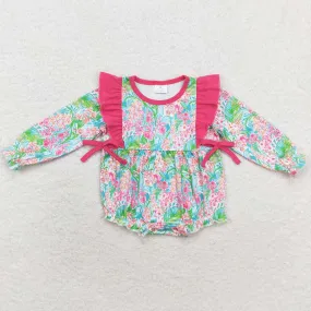 Baby Infant Girls Rompers Seaweed Bows Long Sleeve Rompers LR1295