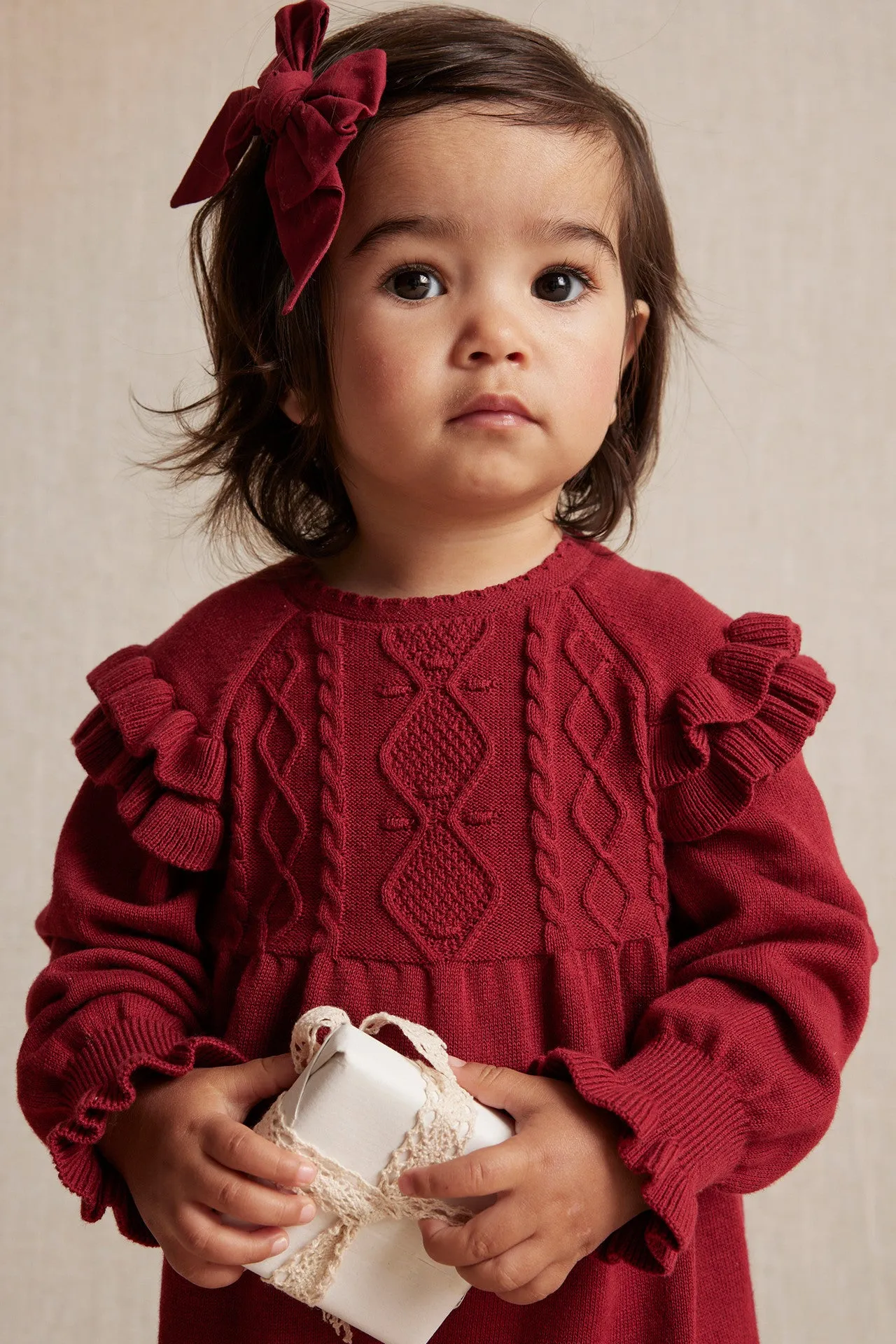Baby red knitted dress