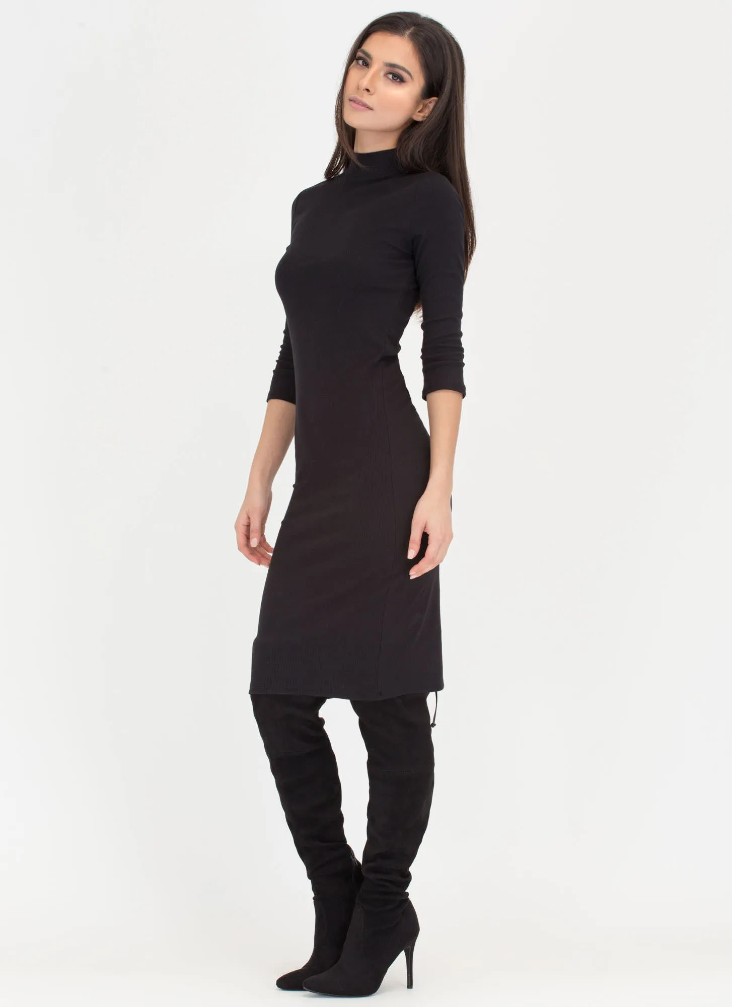 Back To Basics Ribbed Mockneck Dress