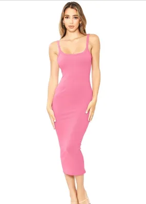 Bad Habit Ribbed Knit Dress in Pink