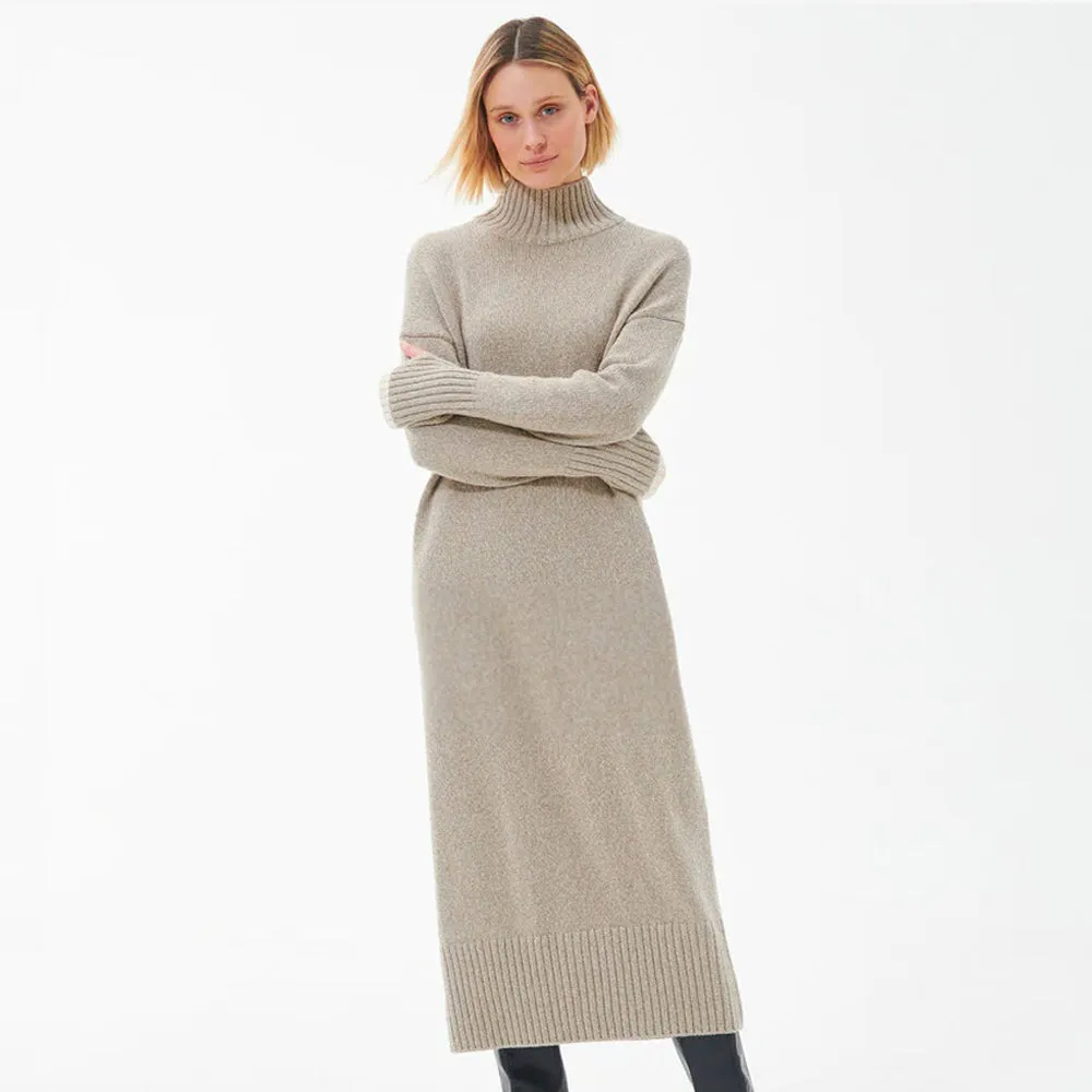 Barbour Winona Midi Knit Dress Light Fawn