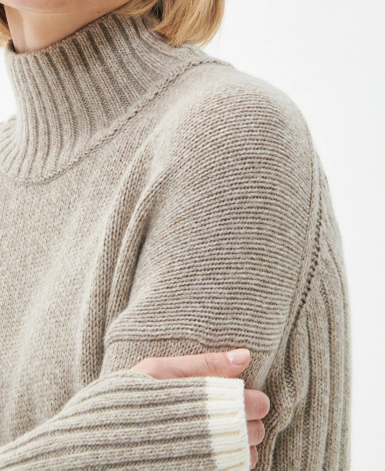 Barbour Winona Midi Knit Dress Light Fawn