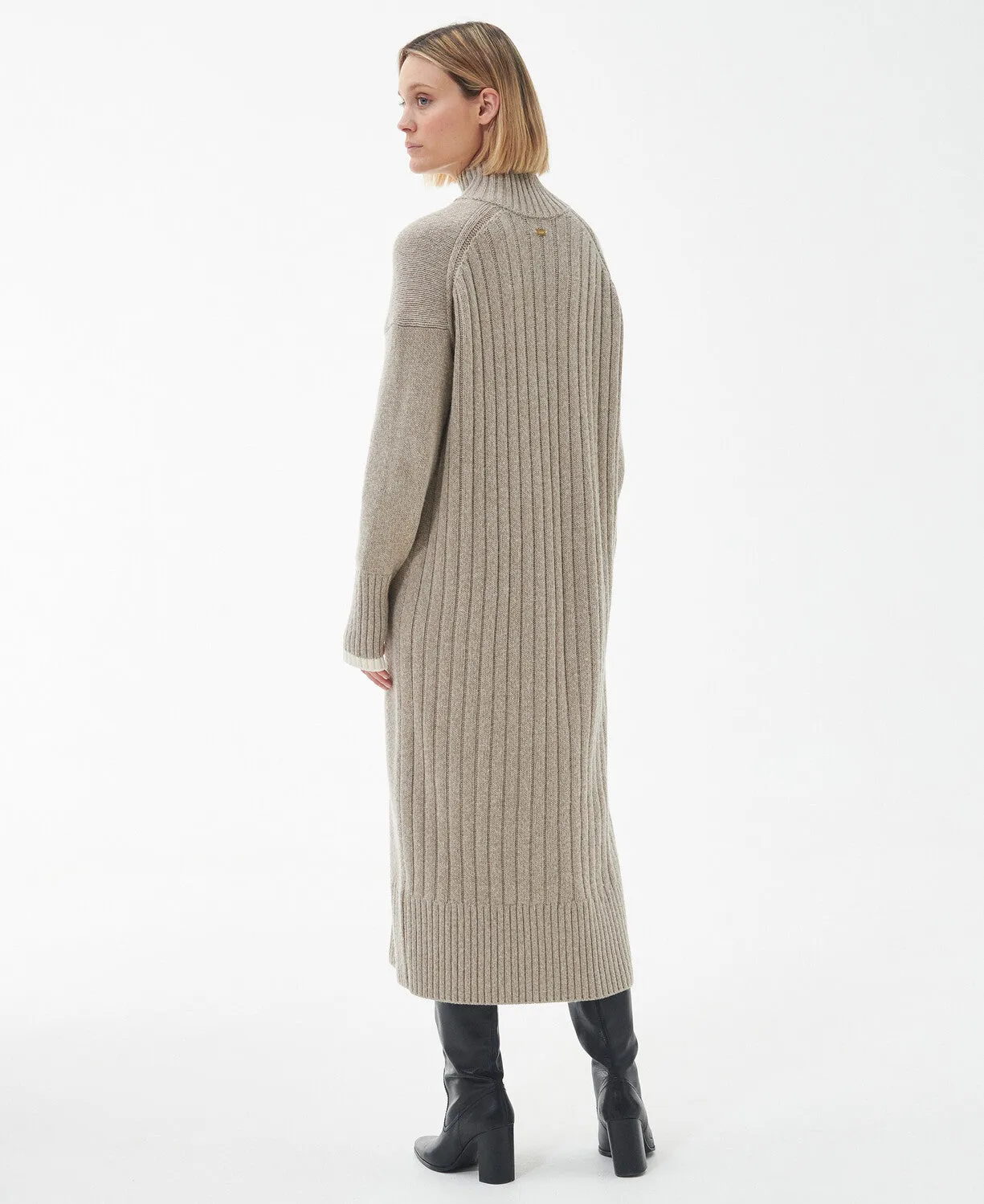 Barbour Winona Midi Knit Dress Light Fawn