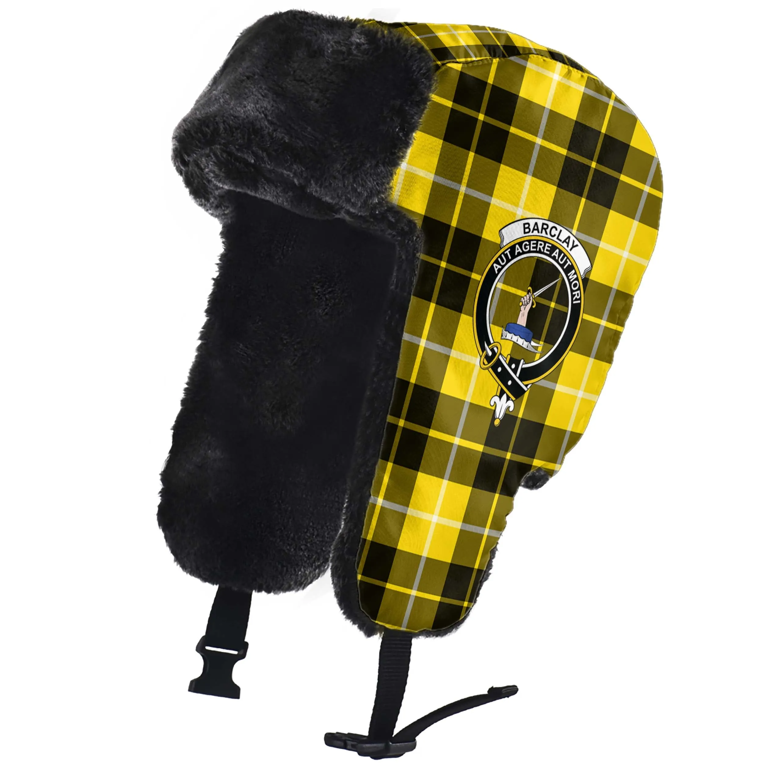 Barclay Dress Modern Tartan Winter Trapper Hat with Family Crest