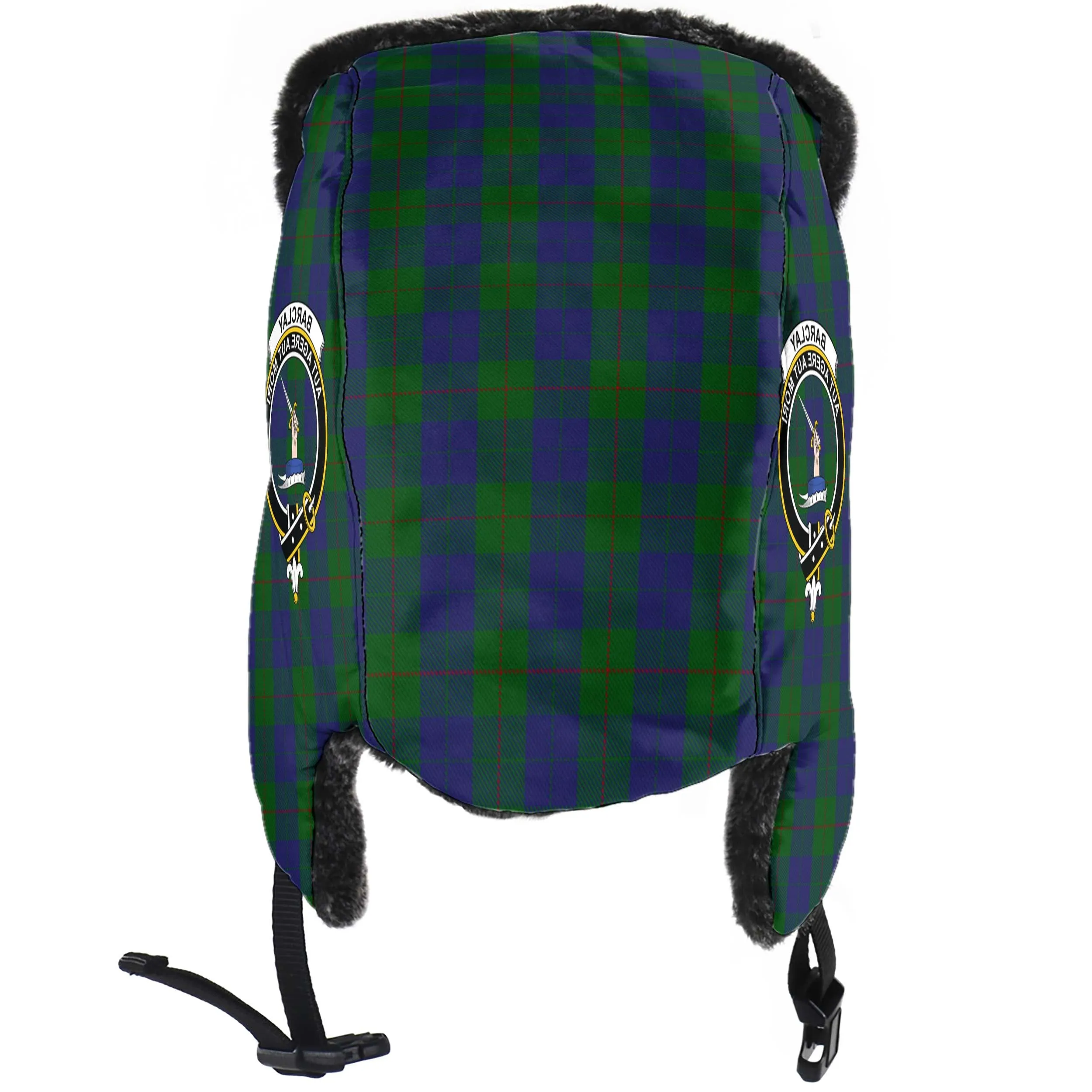 Barclay Tartan Winter Trapper Hat with Family Crest