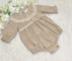 Beige long sleeved romper