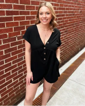 Black Button Romper - #6620-6623