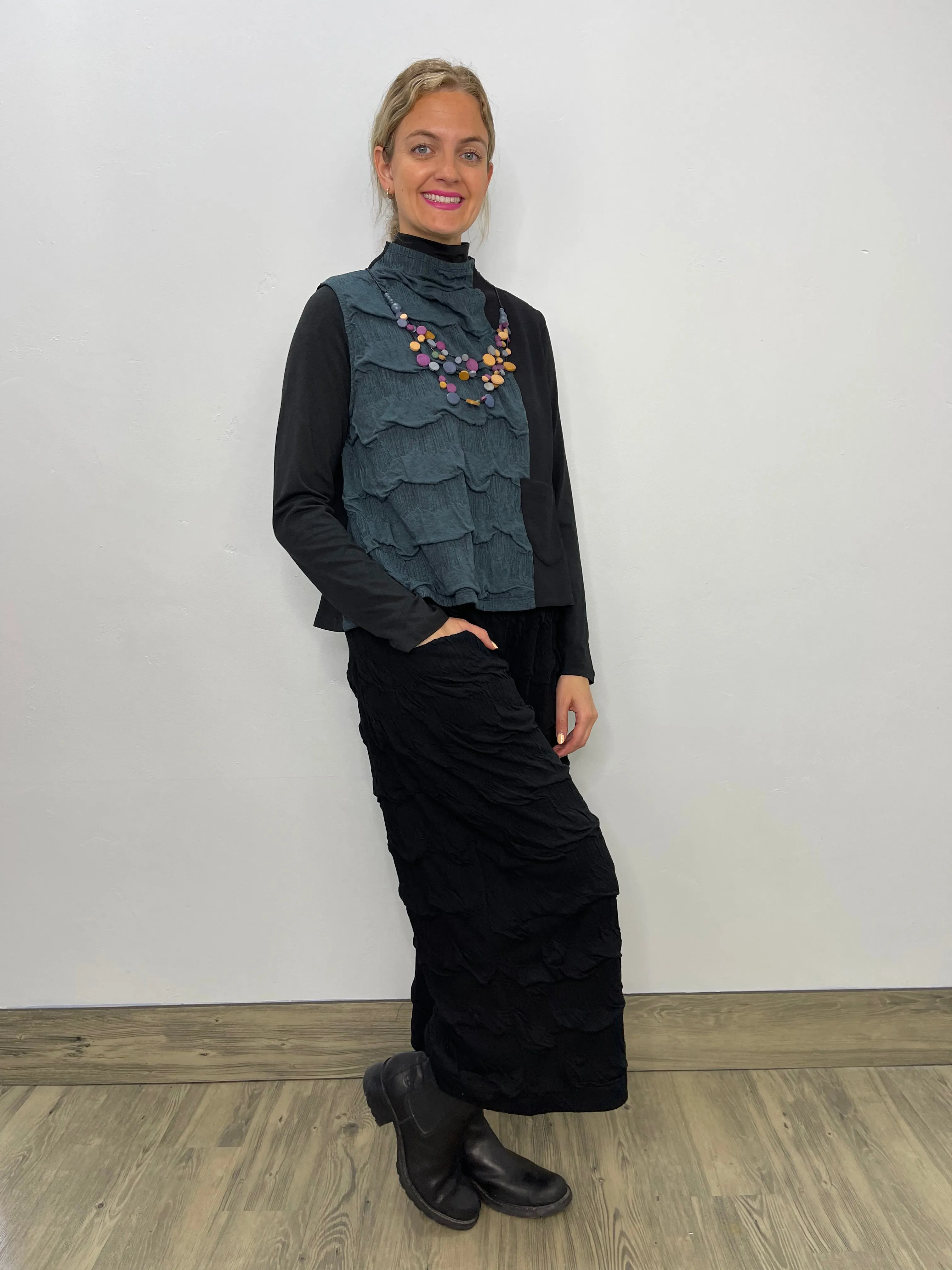 Black Modal Long Sleeve Mock Neck Top