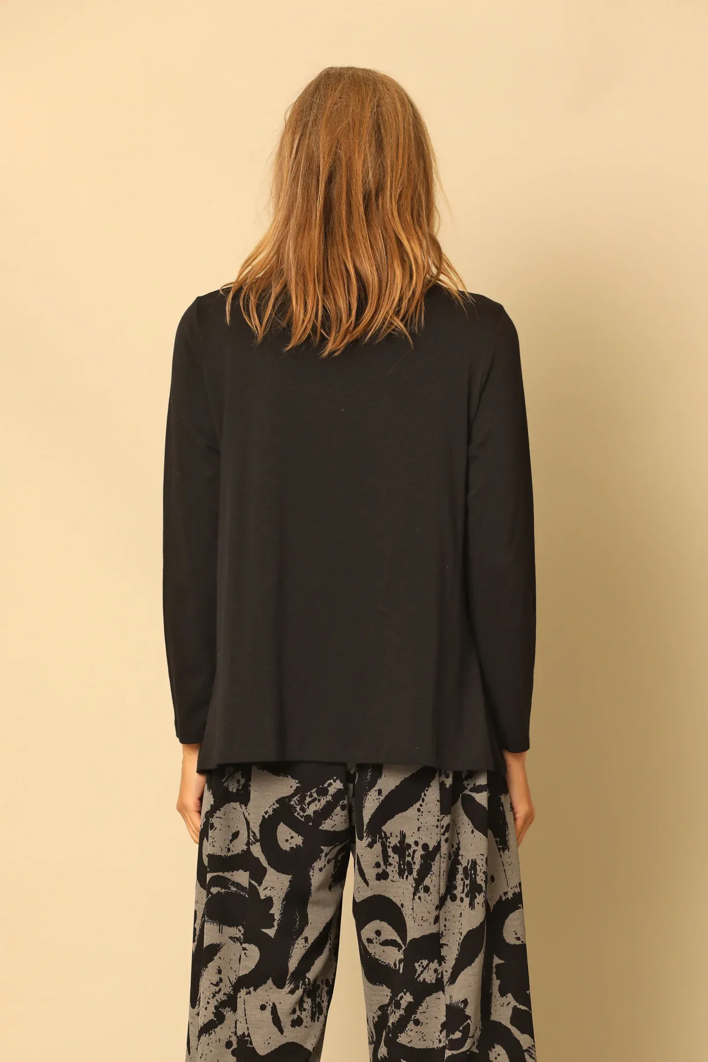 Black Modal Long Sleeve Mock Neck Top