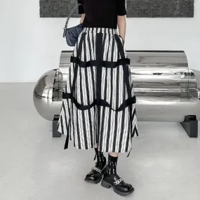 Black White Striped Skirt Harajuku Y2K Skirt with High Waist