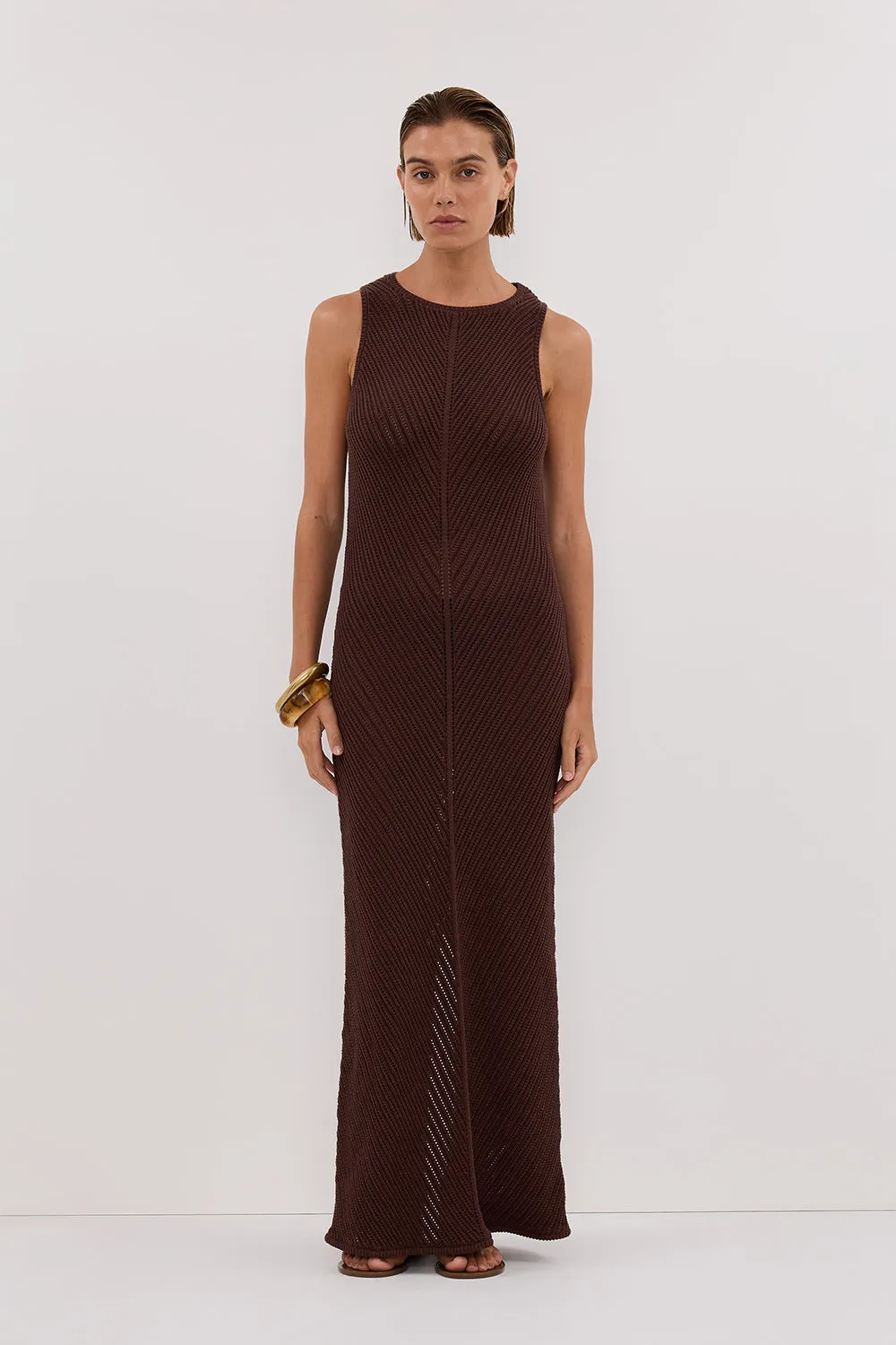 BLOOM CHOC CROCHET KNIT MAXI DRESS - PRE ORDER