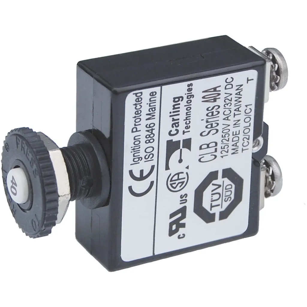 Blue Sea Push Button Circuit Breaker - 40A