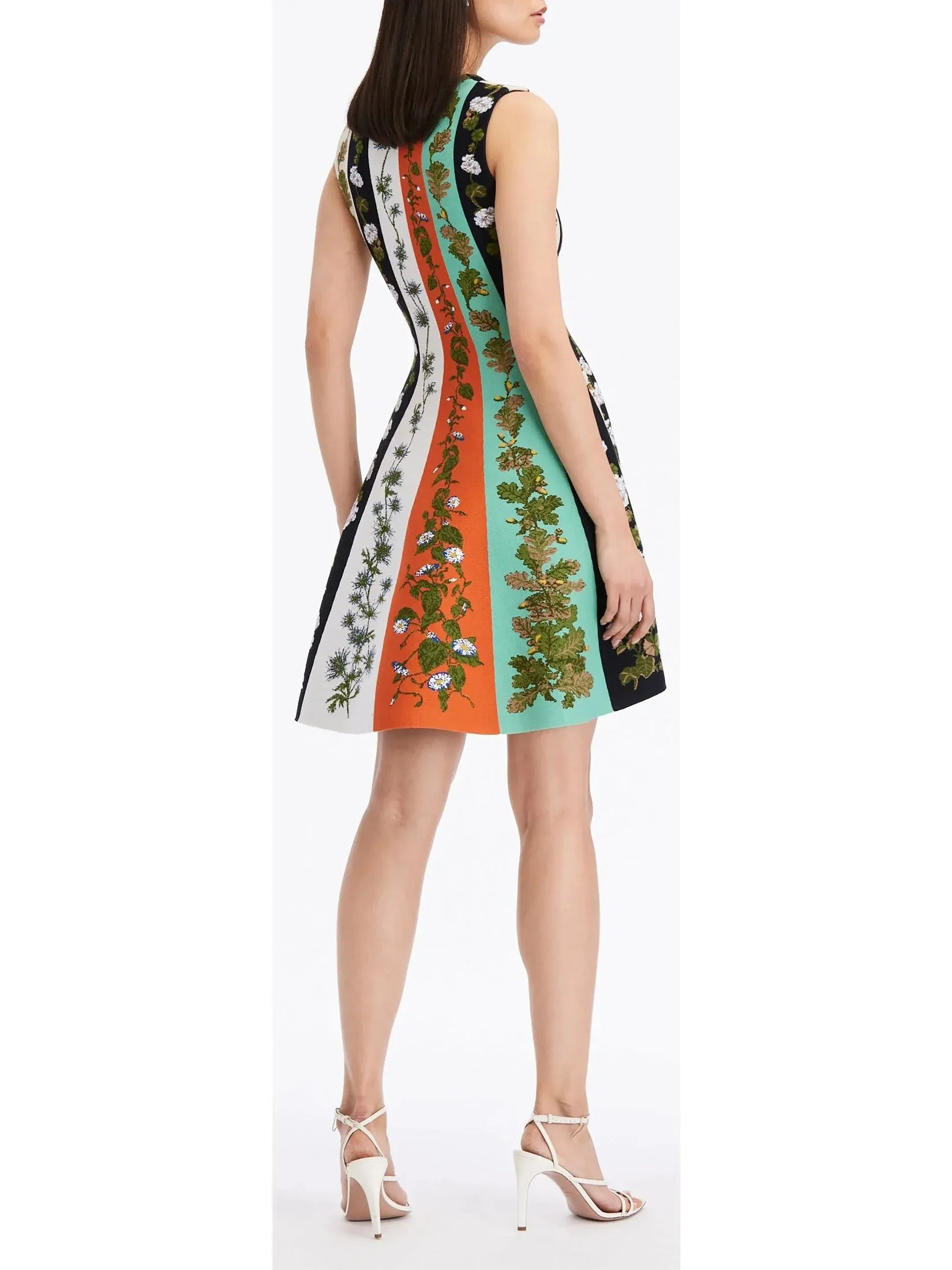 Botanical Striped Jacquard Mini Dress