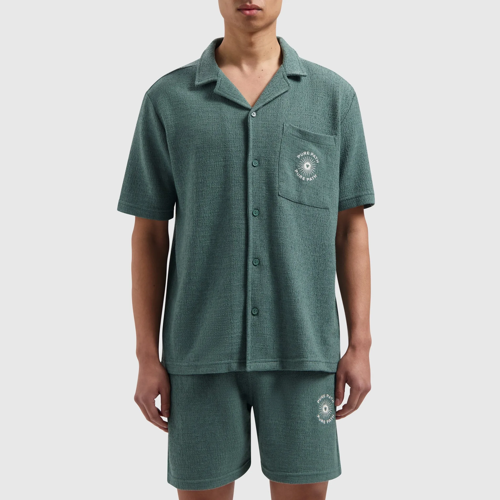 Bouclé Short Sleeve Shirt | Faded Green