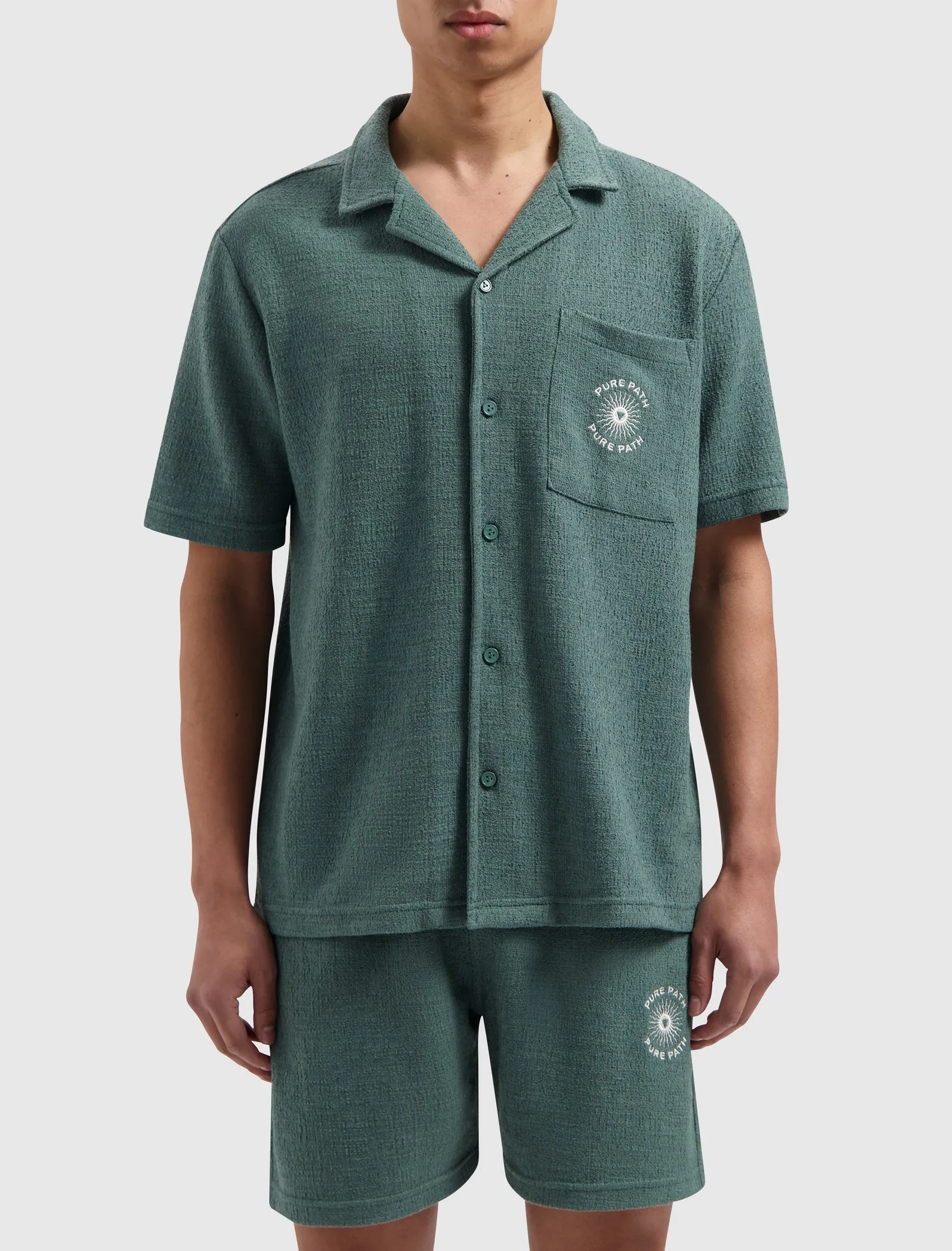 Bouclé Short Sleeve Shirt | Faded Green