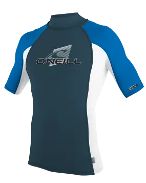 Boys Premium Skins Turtleneck Rash Vest in Cadet Blue, White & Ocean