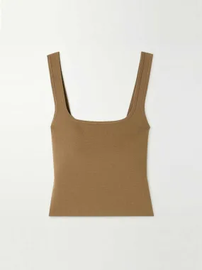Brown stretch knit tank top