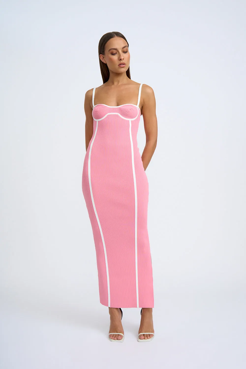 By Johnny Nautilus Swirl Knit Midi Dress (Pink Ivory)