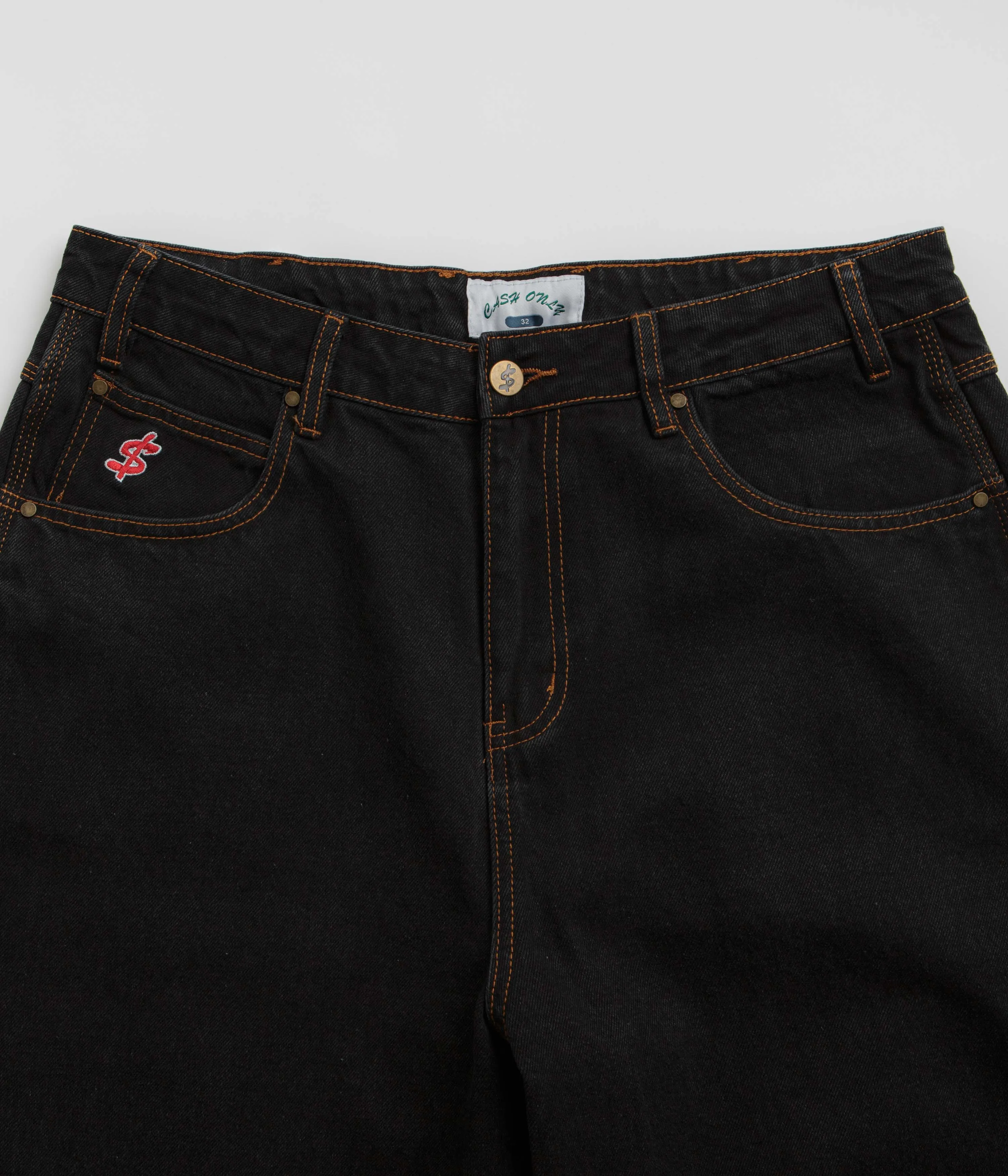 Cash Only Logo Baggy Jeans - Washed Black / Black