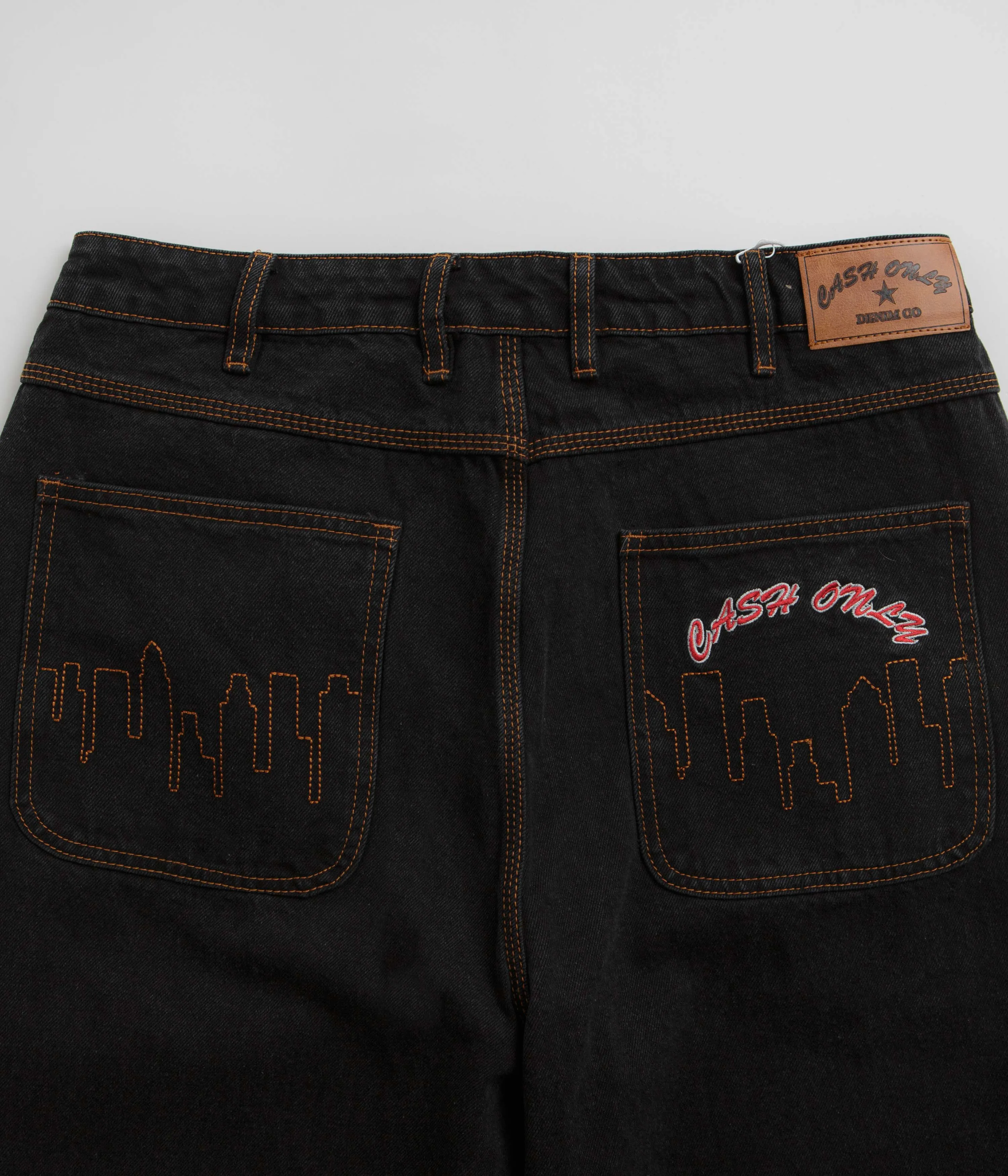 Cash Only Logo Baggy Jeans - Washed Black / Black