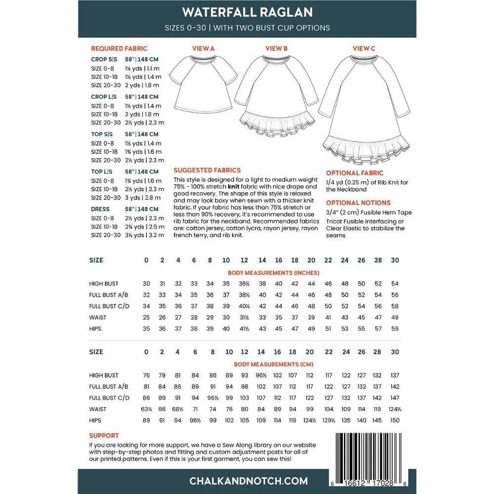 Chalk & Notch Waterfall Raglan Pattern