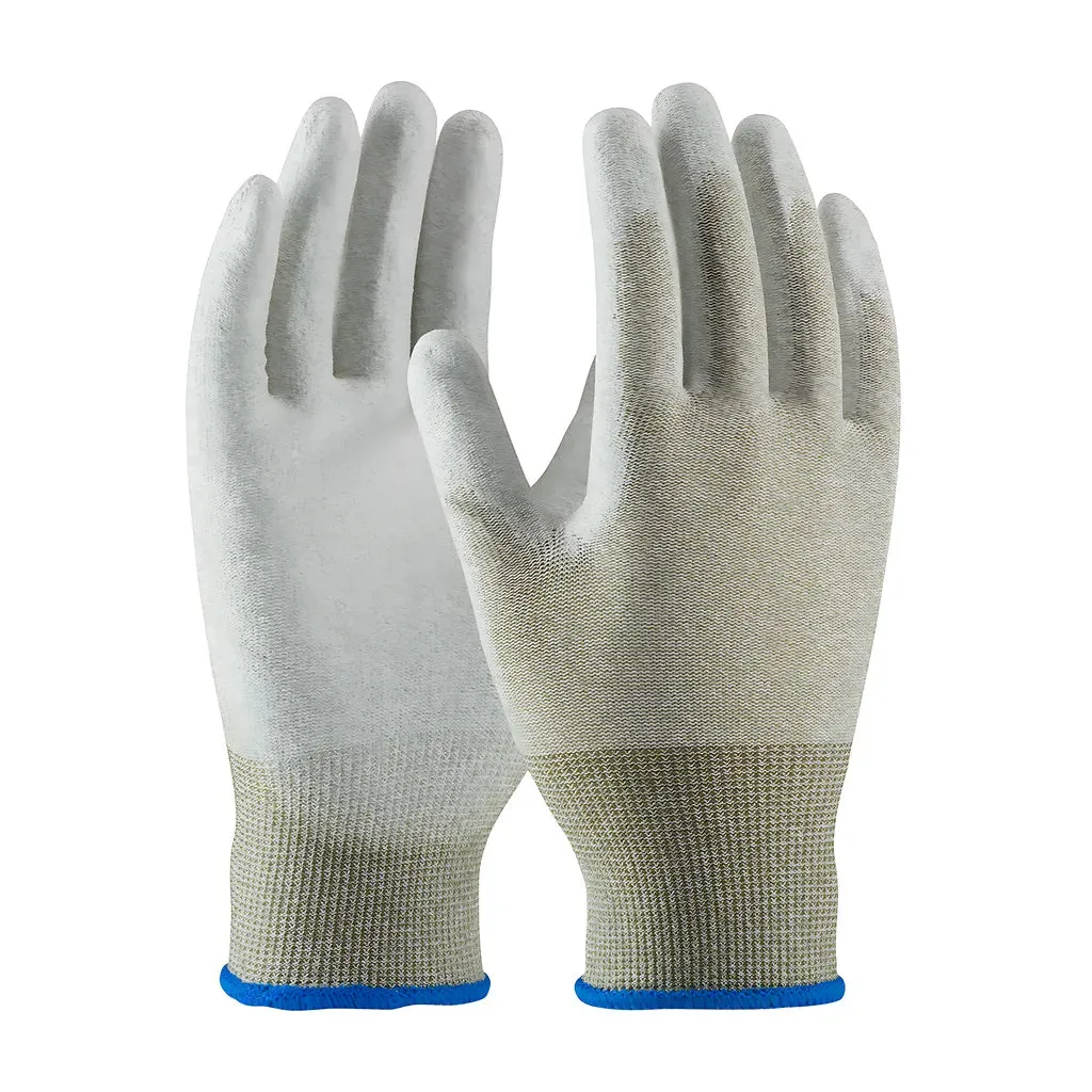 CleanTeam 40-6415/L Seamless Knit Nylon / Copper Fiber Electrostatic Dissipative (ESD) Glove with Polyurethane Coated Smooth Grip on Palm & Fingers