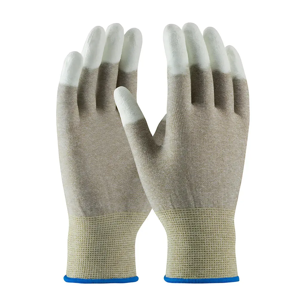 CleanTeam 40-6416/L Seamless Knit Nylon / Copper Fiber Electrostatic Dissipative (ESD) Glove with Polyurethane Coated Smooth Grip on Fingertips