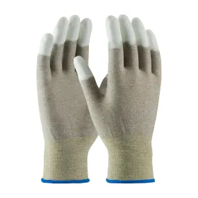 CleanTeam 40-6416/L Seamless Knit Nylon / Copper Fiber Electrostatic Dissipative (ESD) Glove with Polyurethane Coated Smooth Grip on Fingertips