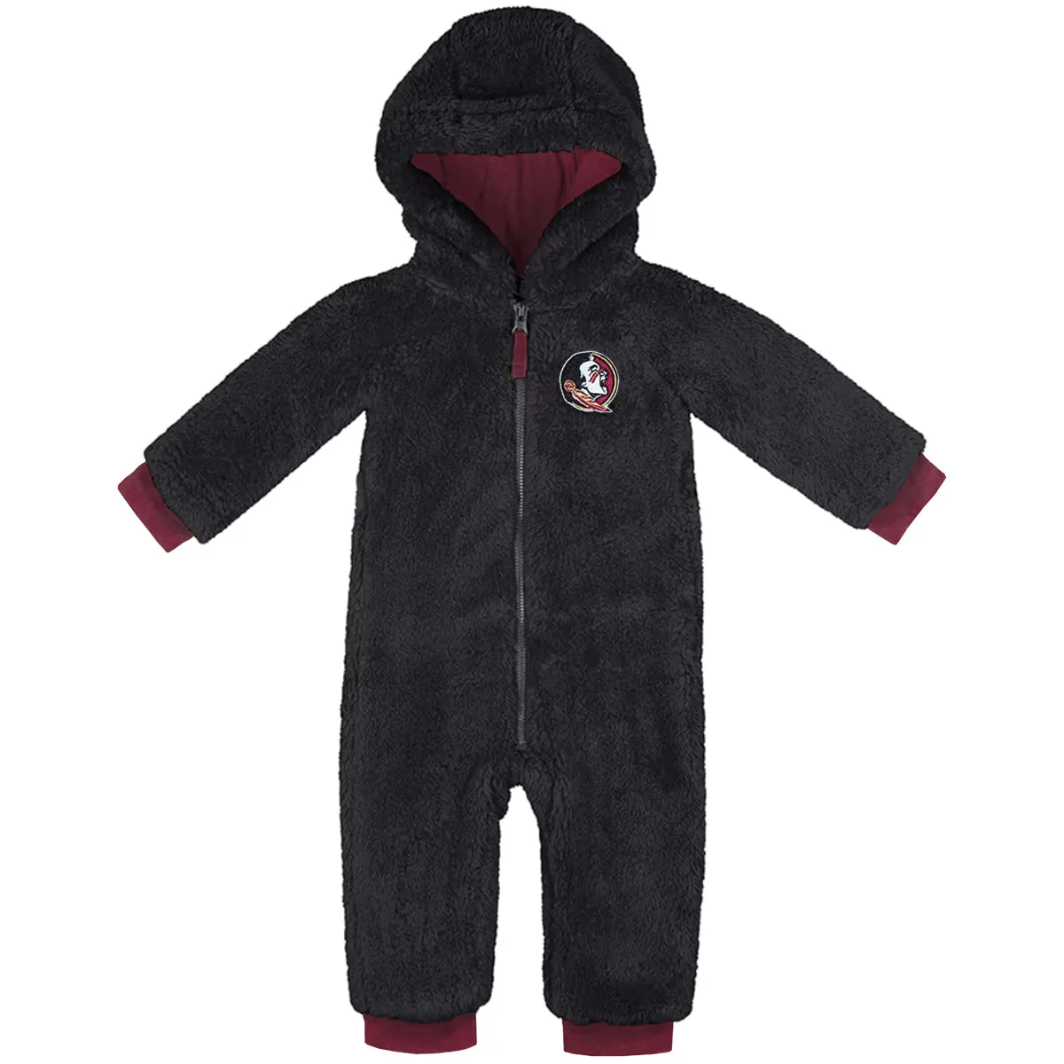 Colosseum Infant Seminole Logo Sherpa Romper - Black/Garnet
