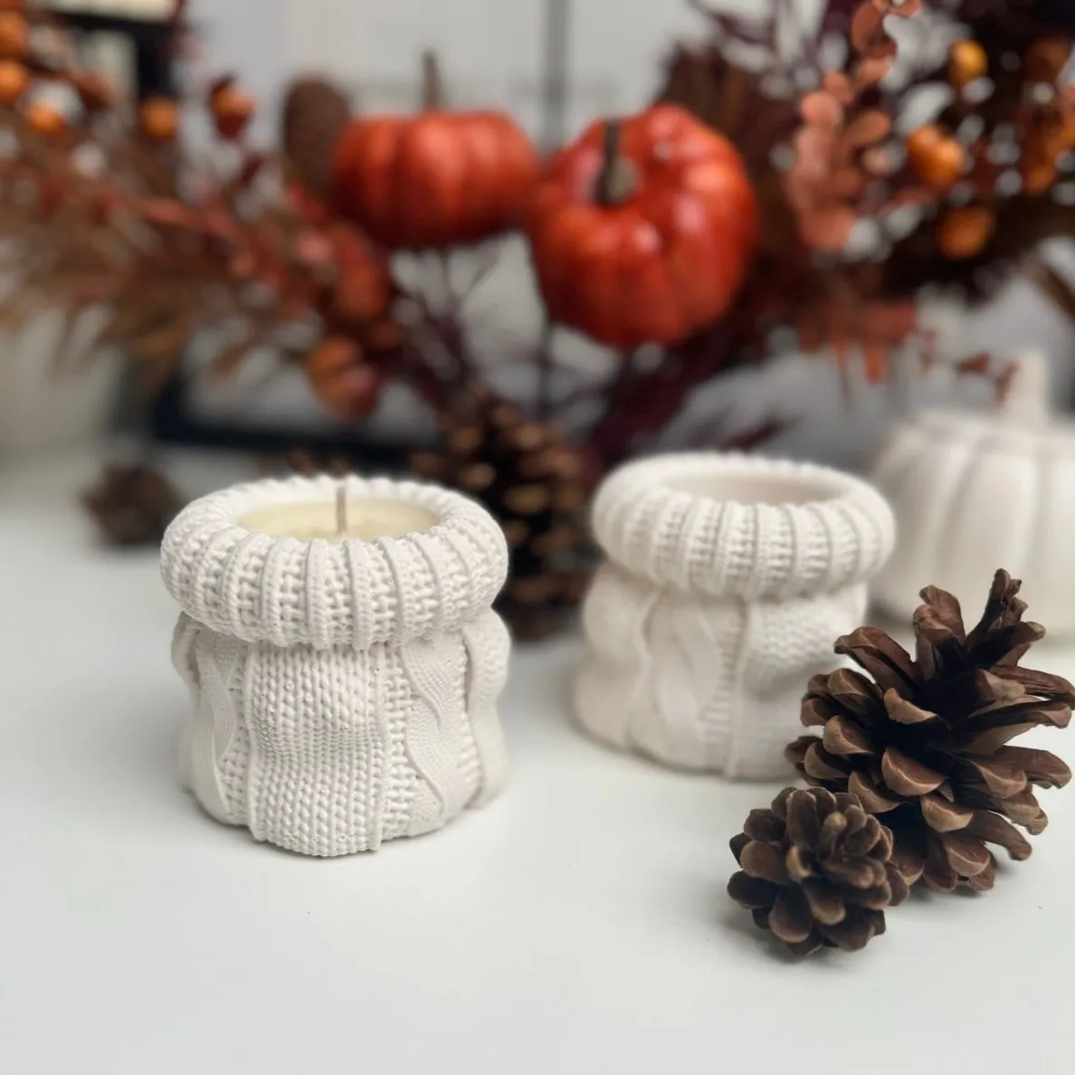 Cosy Knitted Candle