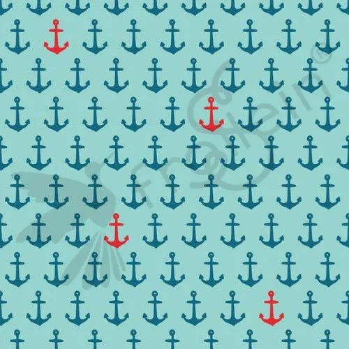Cotton Jersey - Emma - Anchors - Mint