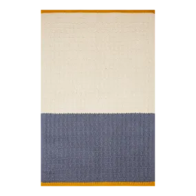 Cotton Knit Stroller Baby Blanket -  Blue & Cream