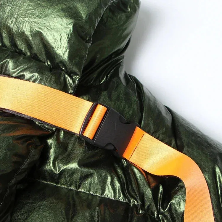 DARK GREEN OVERSIZED Puffer Jacket with IRREGULAR HEM