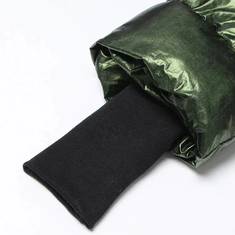 DARK GREEN OVERSIZED Puffer Jacket with IRREGULAR HEM
