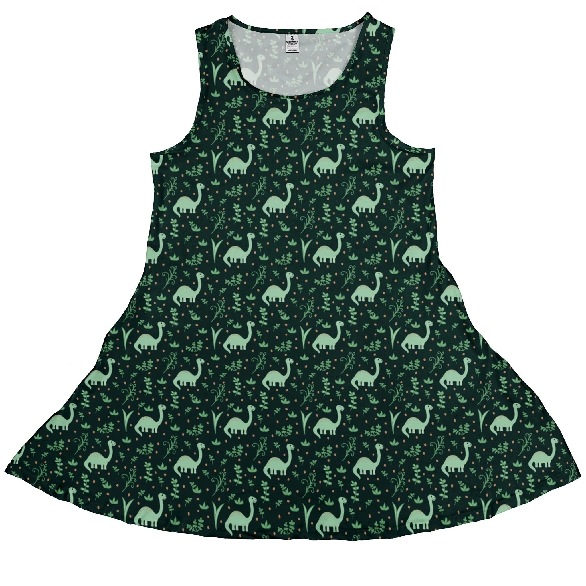 Dino Green Tropics Green Dinosaur Dress