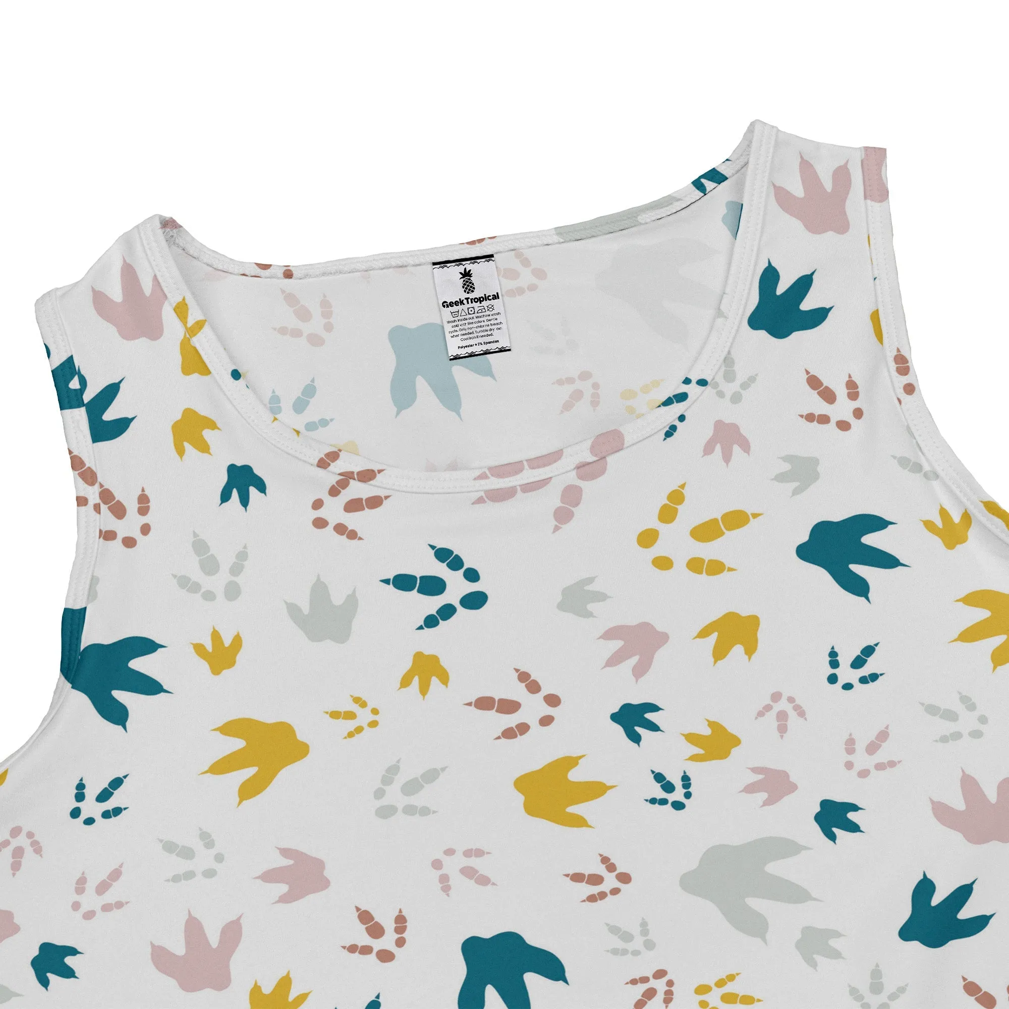 Dinosaur Footprint Tracks White Dress