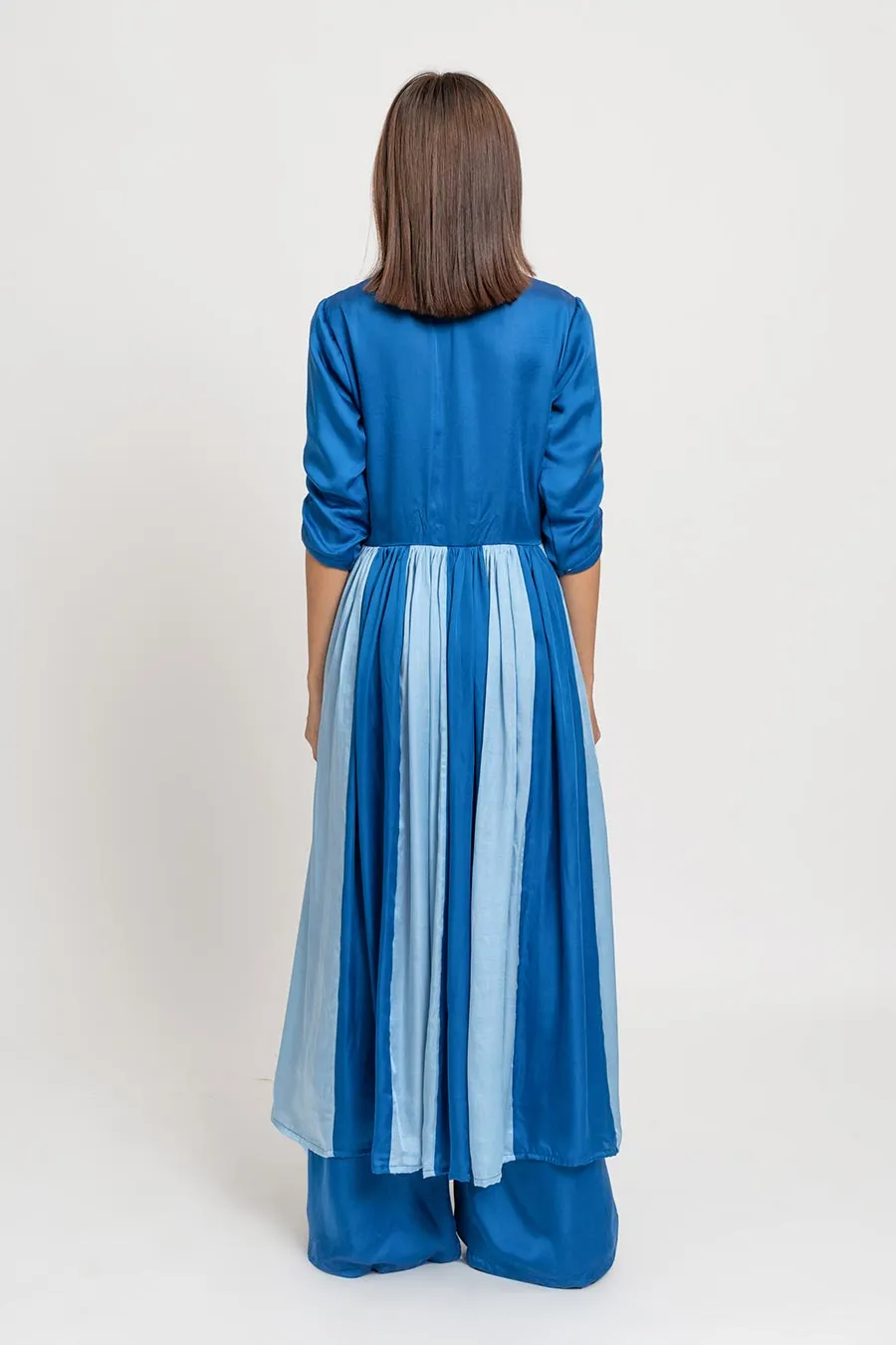 Electric & Sky Blue Co-Ord Set With Mask