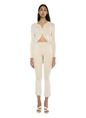 Ellie Rib Knit Dress/ Cardigan Off-White Camel Combo
