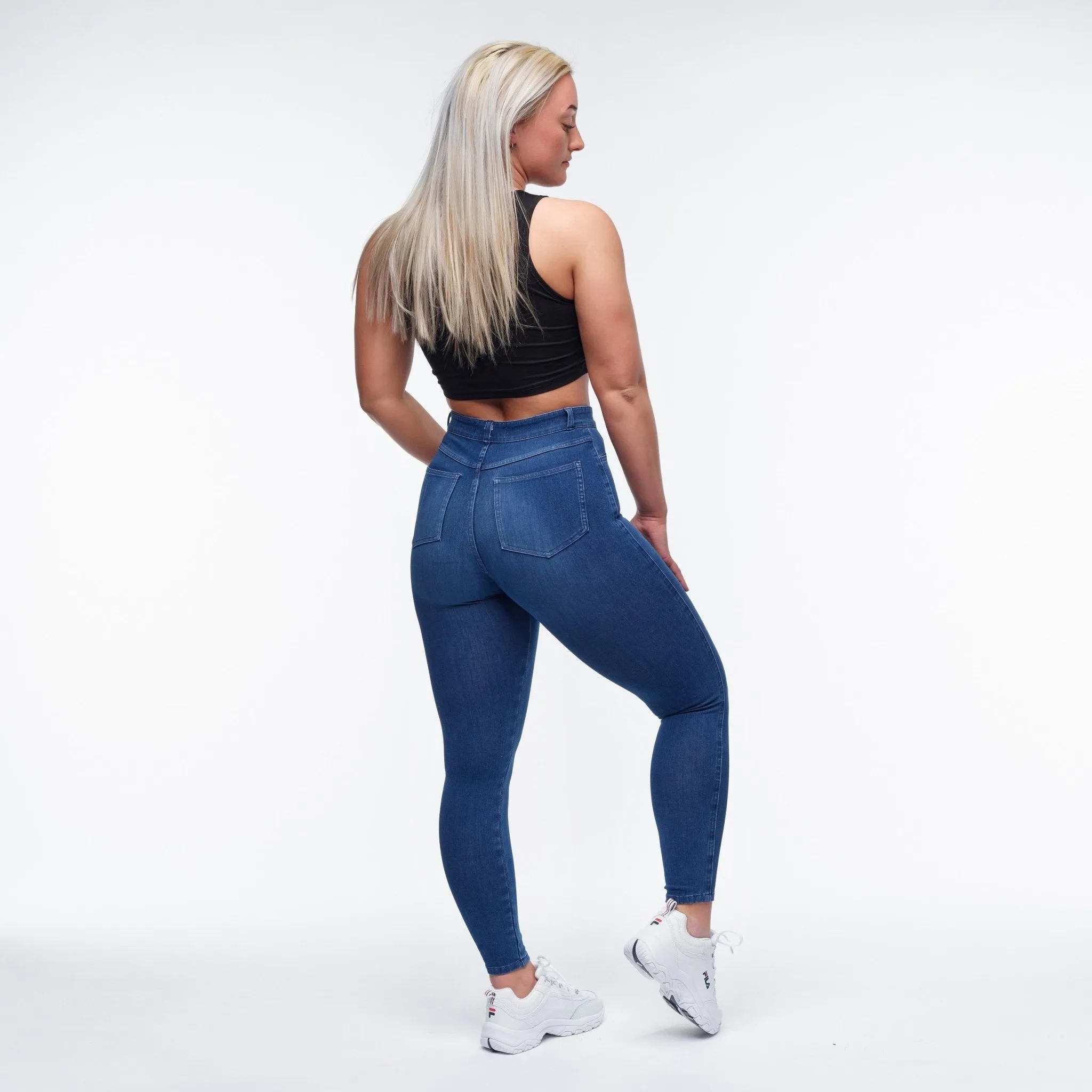 Embrace High Waisted Jeans - Dark Blue