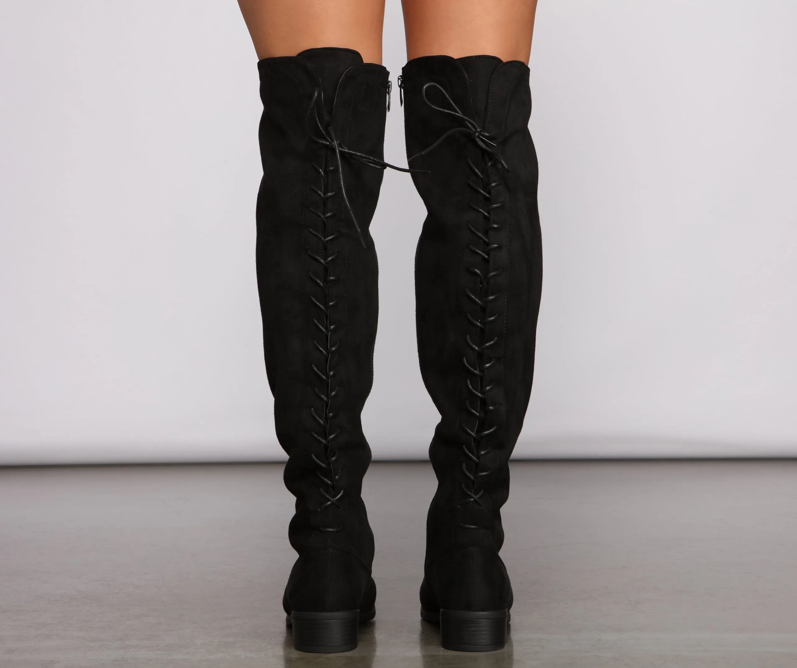 Fab and Chic Faux Suede Lace-Up Boots