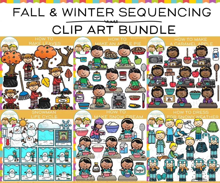 Fall and Winter Sequencing Clip Art Bundle
