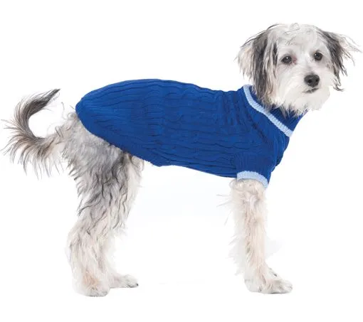 Fashion Pet Classic Cable Sweater Blue Extra Large